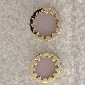 House of Harlow Gold and Rose Quartz Sunburst Earrings